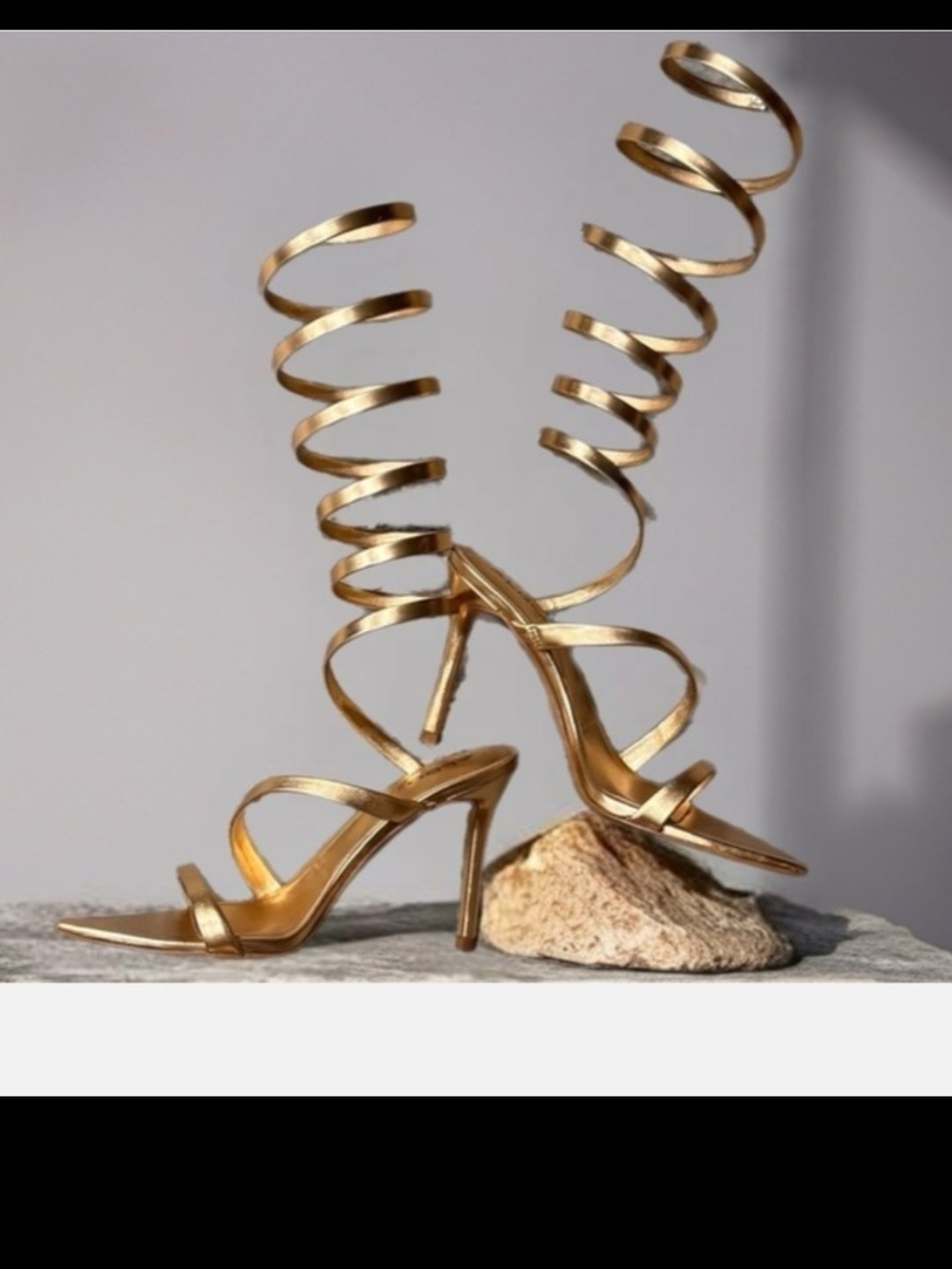 SPIRA Gold Spiral Wrap Stiletto Sandals - Women
